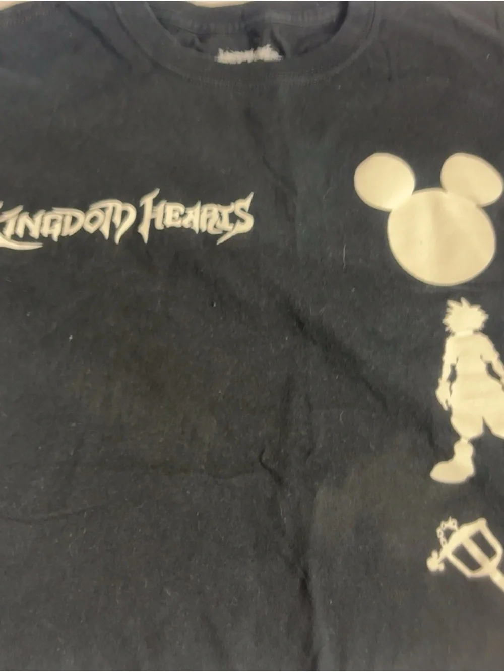 Disney Black Kingdom Hearts Graphic Tee with White Icons - Picture 2 of 4